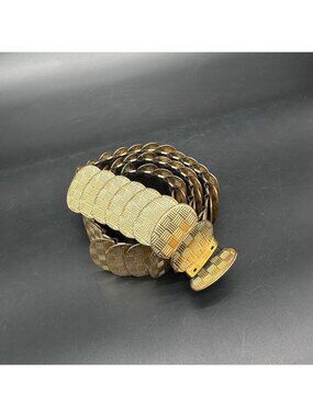 Vintage Gold Metal Stretch Belt 1970s Disco Glam Queen Statement Elastic Retro